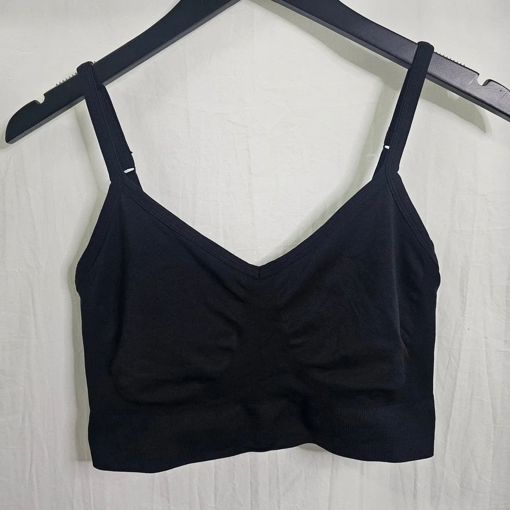 Old Navy Active Seamless Go-Dry Sports Bra Black 2X Adjustable Straps Racerback